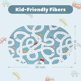 LIVEBOX Large Washable Kids Rug, 4'x6' Non-Slip Car Road Rug for Playroom, Fun Kids Room Rugs for Bedroom, Blue Road Carpet Indoor Kid Play Mat for Toy Toddler Room Classroom