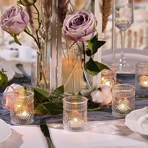 DEVI 24 Pcs Clear Glass Votive Candle Holders, Tealight Holders