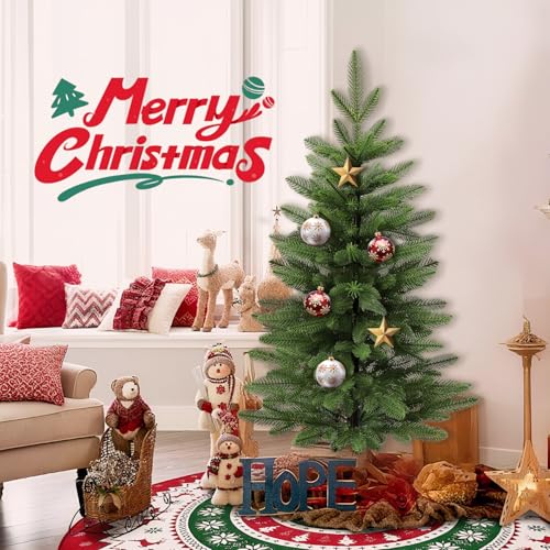 3FT Tabletop Mini Christmas Tree, Artificial Small Christmas Tree for Home, Desk, Office, and Xmas Party Holiday Décor, Easy Assembly, Pink (Green-PE)