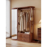 Full-Length Mirror Floor-Standing Coat Rack, Dressing Mirror Combination, Rotatable Storage Rack, Bedroom Fitting Mirror with Drawer Full Length Floor Mirror (D)