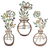 Mcdagogn 3 Pieces Metal Flowers Wall Decor - Rustic Farmhouse Wall Arts, Boho floral Minimalist Wall Decor for Living room Bathroom Bedroom laundry Room Kitchen Office - Housewarming Gifts