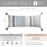 BlissBlush Coastal Blue Decorative Lumbar Pillow Cover 14x36 Boho Long Body Pillow for Bed Farmhouse Lumbar Throw Pillow for Couch Modern Accent Textured Throw Pillowcase