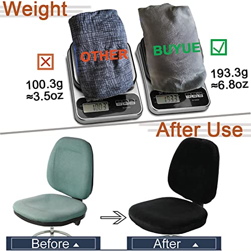 BUYUE Task Office Chair Cover, Super Soft Velvet Stretch Washable Computer Desk Armless Chair Slipcover Dustproof Protectors (Set of Black)