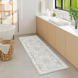 Lahome Oriental Bathroom Runner Rug,Washable 2x6 Beige Kitchen Runner Rug Non Skid Hallway Runner,Ultra-Thin Soft Rug Boho Indoor Floor Carpet Runner 6ft for Bedroom Entrway Laundry Room Helena