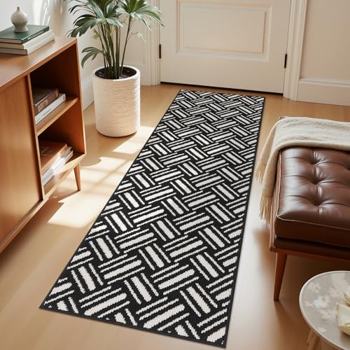 Washable Hallway Runner Rug 2x6',Non-Slip Kitchen Runner, Black
