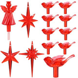 117Pcs Ceramic Christmas Tree Red Cardinal Bird Replacement Lights Bulbs and 1 Angel/3Stars Topper Ornament for Ceramic Tree Décor - Medium Plastic Pegs.