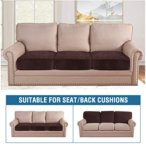 H.VERSAILTEX 3 Piece Sofa Cushion Covers Bundle Armless Futon Cover, Brown