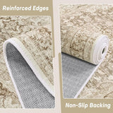 Washable Vintage Area Rug for Kitchen, 2x6 Khaki Runner Rugs