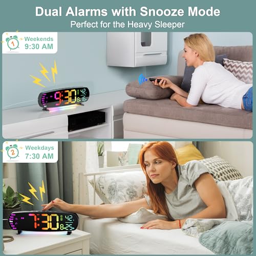 ANALOI Digital Wall Clock,14.4 Inch Large Display Digital Wall Clock with Auto Dimming, Temperature and Date, Remote Control, Night Light, DST, Alarm for Bedroom/Classroom/Gym/Seniors