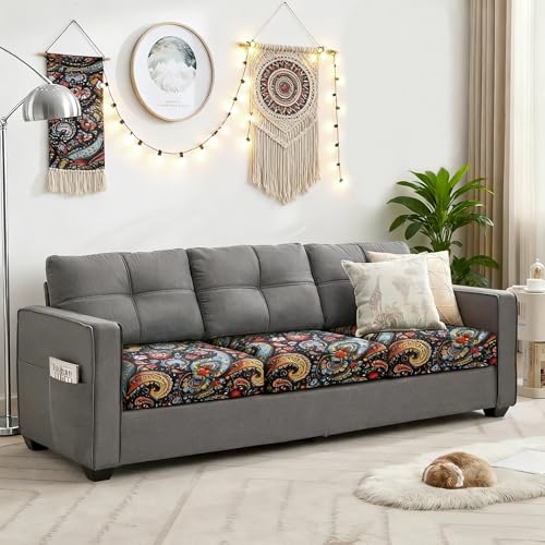 YISUN Sofa Couch Cushion Covers, Stretch Printed Couch Seat Slipcover, Soft Couch Cover for Dogs, Washable Non-Slip Furniture Protector for Sectional Armchair Loveseat (Flower, 3 piece)