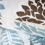 Phantoscope Set of 4 New Living Series Leaf Geometric Blue and Coffee Throw Decorative Pillow Cover Cushion Cover 18 x 18 inches 45 x 45 cm