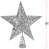 Ornativity Silver Star Tree Topper - Christmas Silver Glitter Sparkle Star Ornament Holiday Decor Top Toppers Xmas Decoration 9"