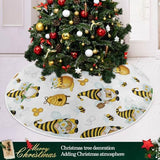 Spring Gnomes Bee Tree Skirt 36" Yellow Honey Flowers Dwarf Christmas Tree Skirts Rustic Farmhouse Xmas Mat for Holiday Festival Party Decor
