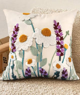 Embroidered Throw Pillow Cover, 18x18 Inch, Wildflower