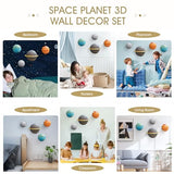 4Pcs Outer Space Planets Wall Decor, Cute Astronauts Galaxy Planet Nursery Wall Sculptures, 3D Outer Space Theme Hanging Art for Kids Room Boys Bedroom