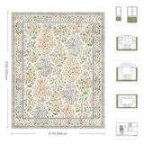 8x10 Area Rugs, Machine Washable Low Pile Floral Rugs for Living Room, Bedroom, Large Boho Area Rug with Non-Slip Backing for Dining Room(Beige Floral)