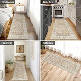 2' x 6' Boho Hallway Runner Rug Non Slip Runners,Cream Tan