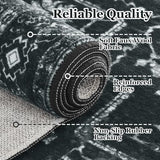 Vintage Dark Area Rugs 5x8, Non Slip Washable Rug for Living Room Bedroom, Medallion Distressed Printed Low Pile Thin Carpet Rugs for Dining Room/Kitchen/Home Office, Black and White