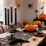 Black Flameless Taper Candles, Halloween Indoor Party Decorations, Real Wax
