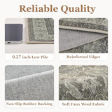 Modern Faromhouse Neutral Entryway Rug 2x3, Washable Non Slip Kitchen Bathroom Rugs, Transitional Small Rug for Bedroom Soft French, Low Pile Thin Door Mat Indoor Entrance, Gray/Beige/Olive