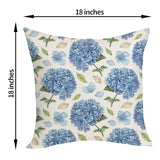 Spring Floral Pillow Covers 18x18 Pack of 2 Blue Hydrangea Flower Throw Pillow Covers Decoration,Summer Holiday Decor Pillowcase Rustic Farmhouse Linen Cushion Case for Home Sofa Couch Outdoor