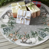 AVOIN colorlife Snowman Reindeer Snowflake Christmas Tree Skirt 48 Inch, Winter Holiday Tree Mat Decoration