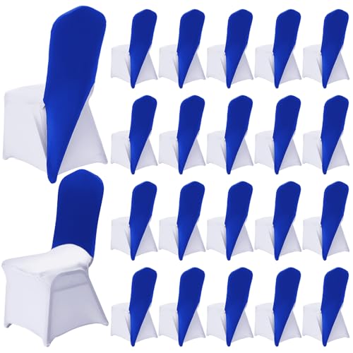 Mindsoft Chair Cap Covers Spandex Chair Hood Sash Hat Bands Folding Stretch Elastic Cover for Wedding Holidays Banquet Party Celebration (Blue,20 Pcs)