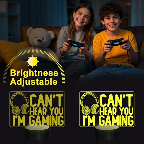 YuanDian Can't Hear You I'm Gaming Night Light, Headset Graphic Video Games Gamer Gift Funny 3D Illusion Lamp 16 Colors Changing Touch & Remote Control for Men Gamers Teenagers and Kids