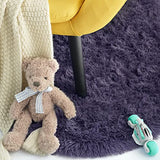 ISEAU Oval Fluffy Rug Carpets, Modern Plush Shaggy Area Rug for Kids Bedroom Extra Comfy Cute Nursery Mat Bedside Mats for Boys Girls Room Home Decor, 2.6 x 5.3ft, Grey Purple