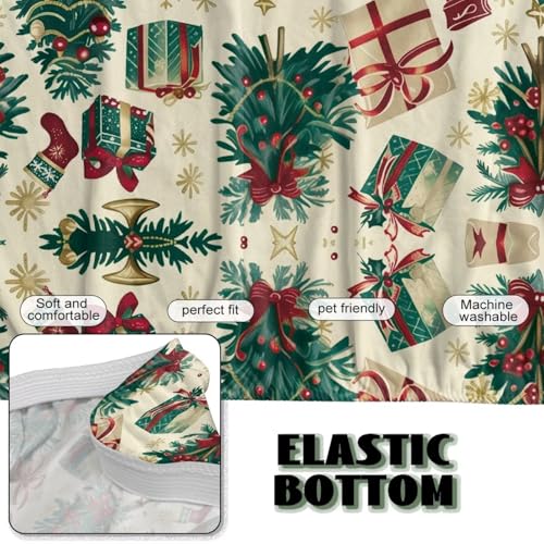 Christmas Tree Futon Cover Armless Stretch Sofa Slipcover Washable Elastic Armless Couch Furniture Protector for Bedroom Living Room Home Decor Green