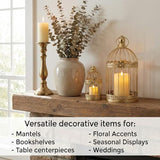 Vela Lanterns Decorative Indoor Bird Cage Candle Holder Set of 2, Gold