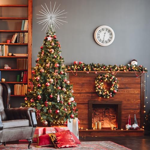 13.7 Inch Silver Christmas Tree Topper - 3D Burst Silver Tree Topper, Exploding Star Christmas Tree Decorations