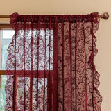 TUDECO Burgundy Sheer Curtains 84 Inches Long for Living Room - Luxury Modern Maroon Red Sheer Curtains for Bedroom, Aesthetic Tulle Rod Pocket Light Filtering Farmhouse Red Drapes, 59 x 84 Inch