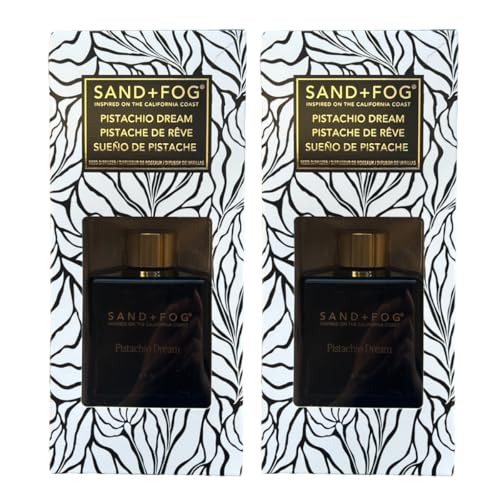 Sand & Fog Scented Diffuser, 6 fl oz (177ml) Aromatherapy Diffuser Oil Set, Home Fragrance, Natural Essential Oil, Home & Bathroom Decorǀ Scent: Pistachio Dream ǀPACK of 2