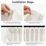 MIULEE 96 Inches Long Pinch Pleated Natural Linen Curtains 2 Panels Set for Bedroom Living Room, Viral Pleat Semi Sheer Drapes Light Filtering Textured Sheer Curtains with Hooks Floor to Ceiling