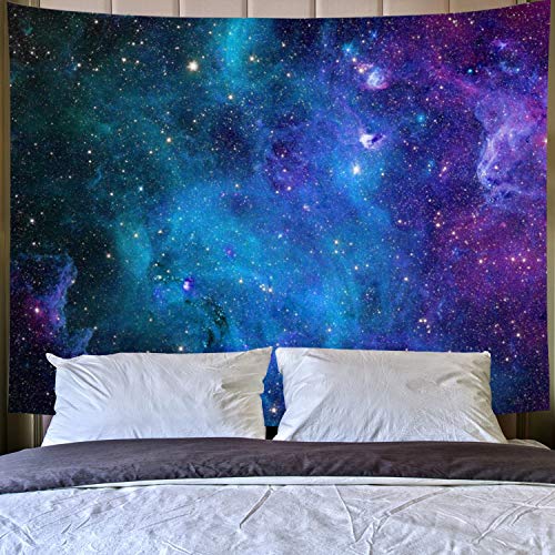 Lahasbja Galaxy Tapestry Blue Starry Sky Universe Space Tapestries Wall Hanging Mysterious Nebula Stars Backdrop for Living Room Dorm