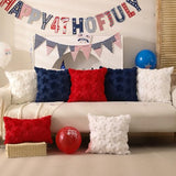 DFXSZ 4th of July Pillow Covers 18x18 inch Set of 2 4th of July Decor Blue Stars Decoration Soft Plush Faux Fur Jacquard Throw Pillows Independence Day Decorations for Bedroom Sofa Holiday PTK025A18