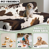 Brown Cow Print Futon Cover with Elastic Bottom,Soft Couch Cover Stretch Futon Slipcover Armless Futon Bed Cover Furniture Cover for Living Room Home Decoration