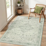 4x6 Vintage Boho Washable Rug for Bedroom(Green)