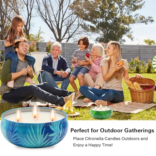 Citronella Candles Outdoor, 12 oz Large Citronella Candles for Patio 3 Pack, 240-Hour Total Burn Time, Natural Soy Wax Outdoor Candle for Backyard, Deck, Garden, Camping, Summer Parties