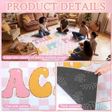Breling 8'4" x 6' This is Our Happy Place Classroom Rug Pink Checkered Large Area Rug for Kids Educational Play Carpet for Playroom Preschool Kindergarten, This is Our Happy Place Classroom Decor