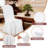 Yahpetes Chair Covers 1 Pcs Pleated Skirt Spandex Chair Cover Stretch Slipcover White Washable Fitted Chair Protector Cover for Dorm, Dining Room, Hotel, Ceremony (White, 1 Pcs)