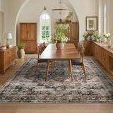 Garveehome Brown 8x10 Washable Rugs for Living Room Vintage Distressed Rug