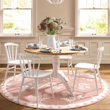 Pink Round Rug 4ft - Soft Washable Boho Floral Round Bedroom Rug