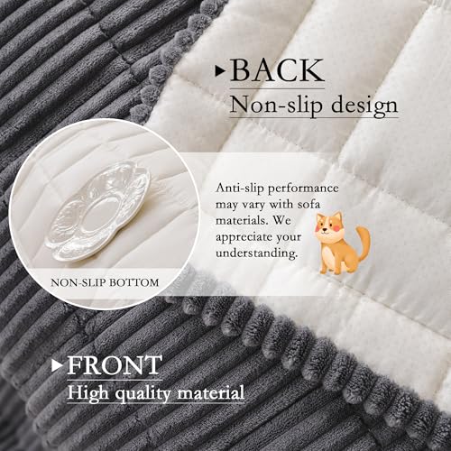 MYSKY HOME Couch Covers for Sofa, Dog Couch Cover, Sofa Covers for 3 Cushion Couch Washable, Sectional Couch Covers Pet Couch Cushion Covers Protector Non Slip Sofa Slipcover(Dark Grey,27.6" x 70.9")