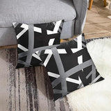 Emvency Set of 2 Throw Pillow Cover Gray Black Stripes Design Retro Decorative Pillow Case Striped Home Decor Square 18x18 Inch Cushion Pillowcase