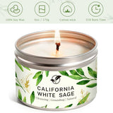 Sage Candles for Cleansing, Pure White Sage Candle 6 OZ- 35 Hour Burn Time, Aromatherapy Candle for Cleansing House Negative Energy Smudge Kit, Spiritual Meditation Housewarming Gifts