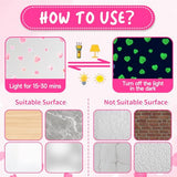 42 pcs Pink Heart Shape Wall Stickers for Girls Bedroom，Glow in The Dark Kids Room Decor, Baby Nursery Ceiling Decals Wallpaper Vinyl Murals