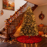 yuboo Large Red Ruffle Tree Skirt 48", Rustic Farmhouse Wedding Decorations, Tiered Fluffy Tree Skirt for Engagement Party & Mother Day Holiday Decor