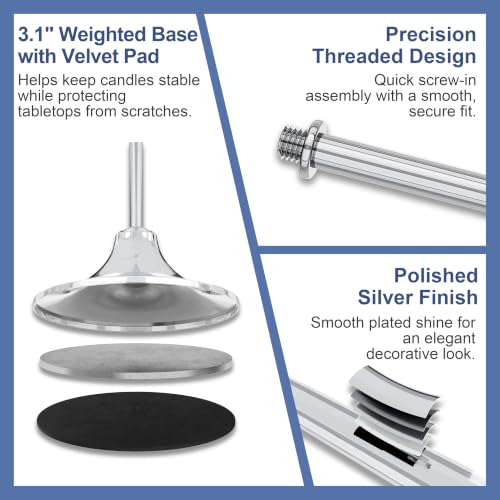 NLBTW 12 Pcs Silver Taper Candle Holder Bulks for Wedding Party Table Decor
